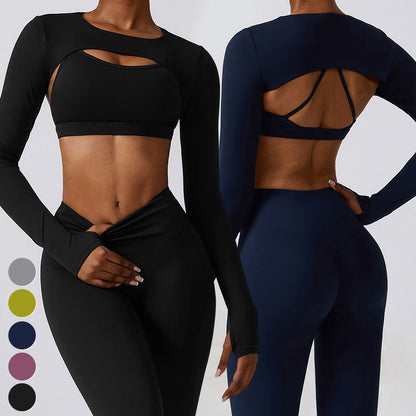 Women's 4-Piece Activewear Set – Sports Bra, Zip-Up Jacket, Crop Top & Leggings