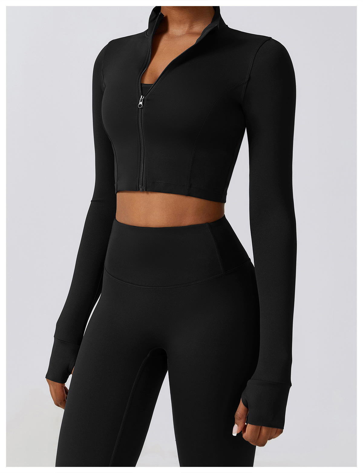 Women's 4-Piece Activewear Set – Sports Bra, Zip-Up Jacket, Crop Top & Leggings