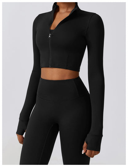 Women's 4-Piece Activewear Set – Sports Bra, Zip-Up Jacket, Crop Top & Leggings