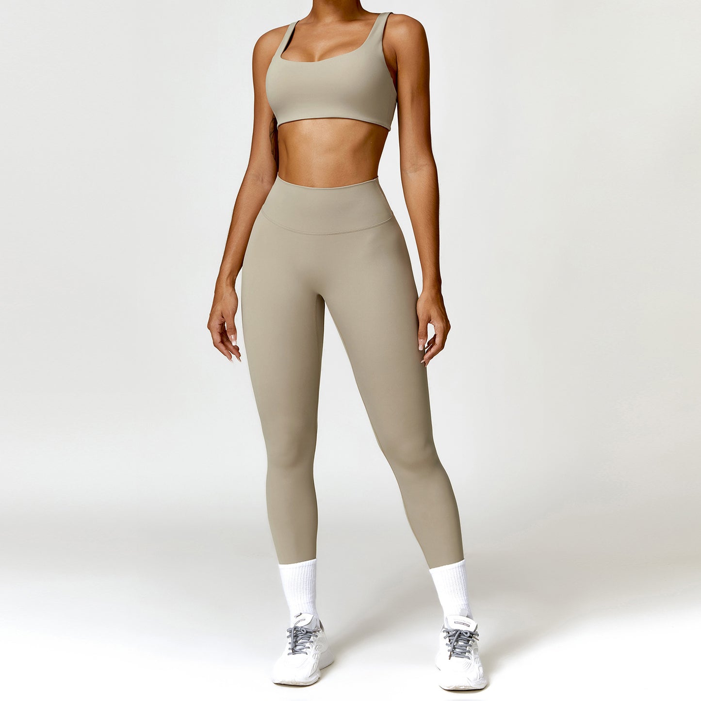 Women's Square Neck Gym Set – Crop Top & High-Waisted Leggings