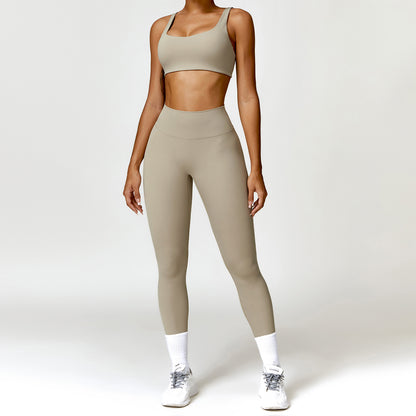 Women's Square Neck Gym Set – Crop Top & High-Waisted Leggings