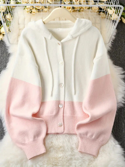 Women's Cashmere Wool Hooded Cardigan